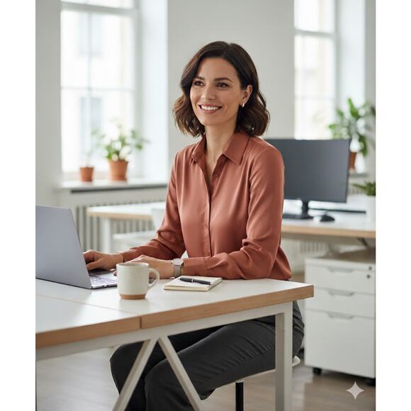 Zeagoo Blouse, Long Sleeve Button-Up Shirt, Rose/Rust, Sm - Picture 1 of 7